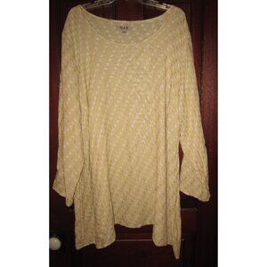 FLAX 1G 1X Linen Tunic Top Blouse Shirt Textured Lagenlook Dress Flared Yellow